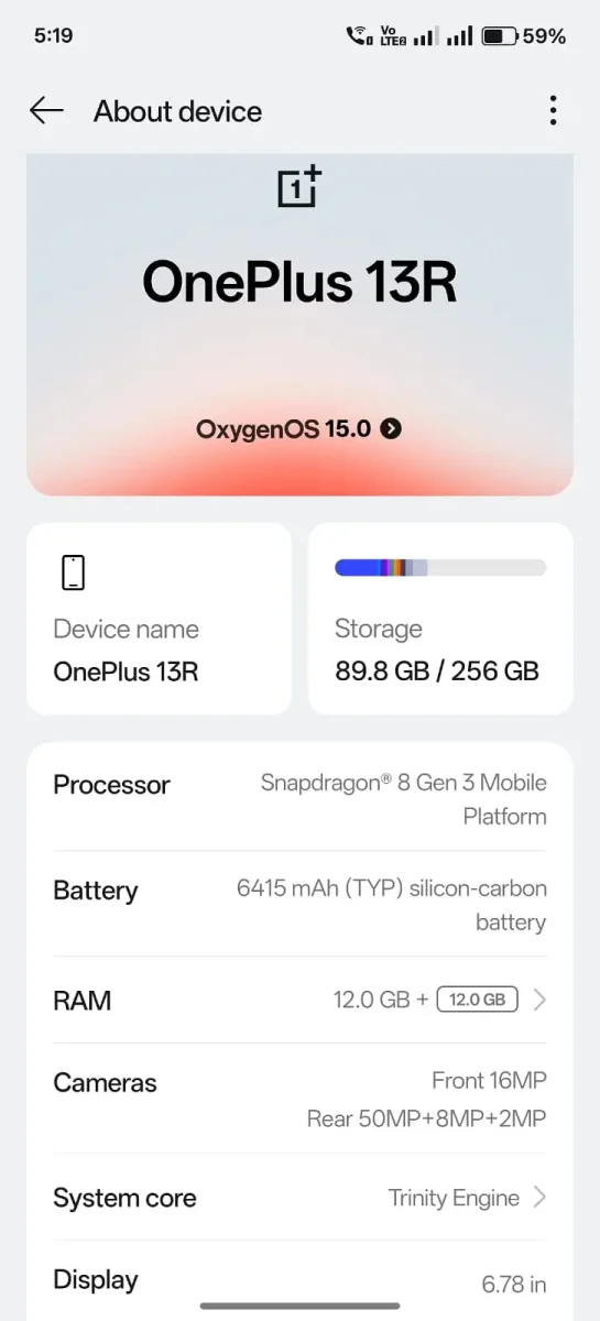 One Plus Ace5 13R 12/256 Pta Approved Mobile Phones in Lahore - AuctionHaulPK.com